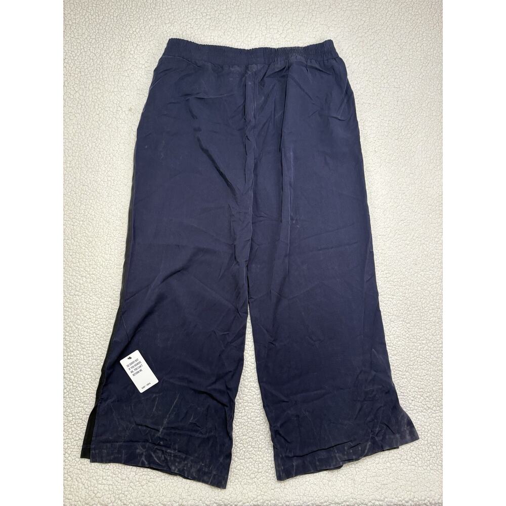 Saint + Sofia Womens 16 Adaline Wide Leg Pants Navy Pull On Elastic Waist Luxury - Picture 9 of 12